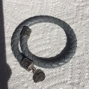Alex and Ani gray leather silver bracelet
